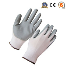 13 Gauge White Polyester Shell Grey Nitrile Dipped Work Gloves